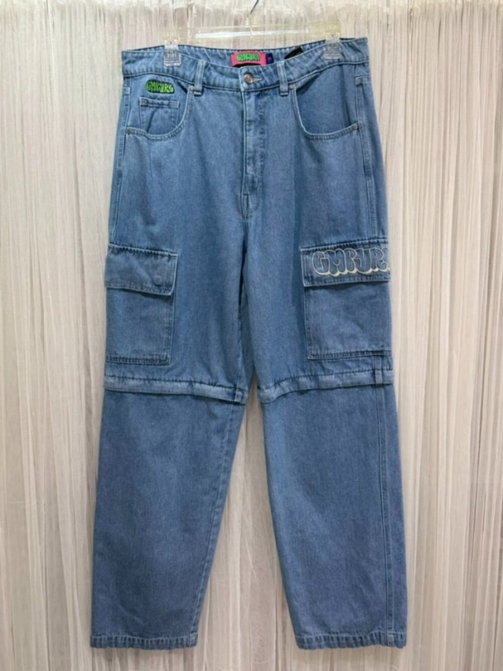 Empyre Denim Cargo Jeans Size 14 Wide Leg Y2K Zip Off leg Skater Grunge